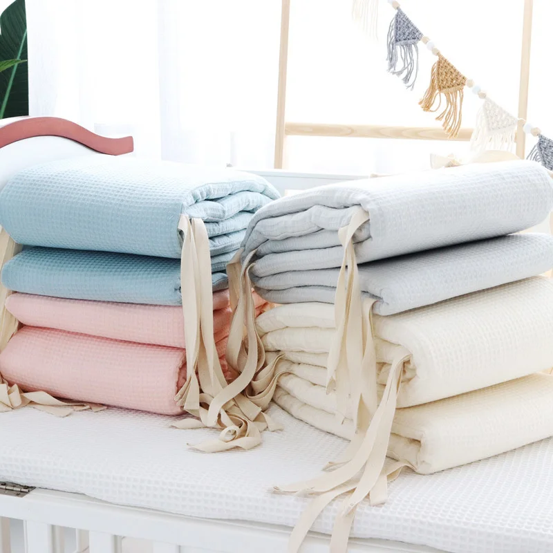 

200x28cm New Cotton Waffle Crib Bumper Pads Newborn Baby Bed Bumper Crib Around Cushion Cot Protector Pillows Room Decor