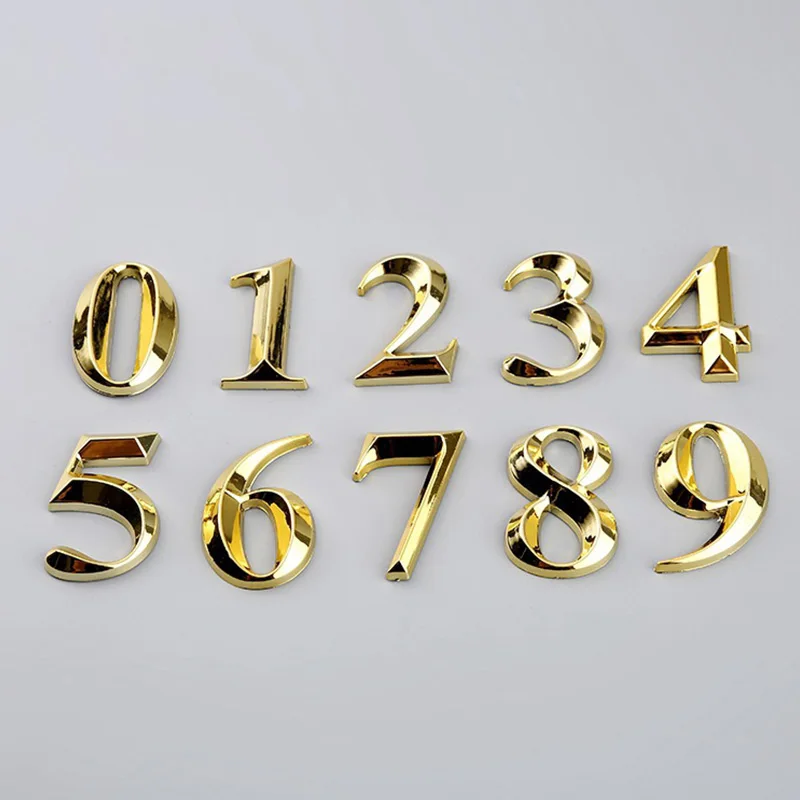 

1PC Sticker Door Address 0 To 9 3D Plate Tag Street Numer Door Number Sign Hotel Gold Number Strong Self Adhesive