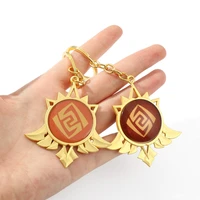 game genshin impact luminous keychains for women man key chain ring jewelry cartoon fans teens child anime keyring bag pendant