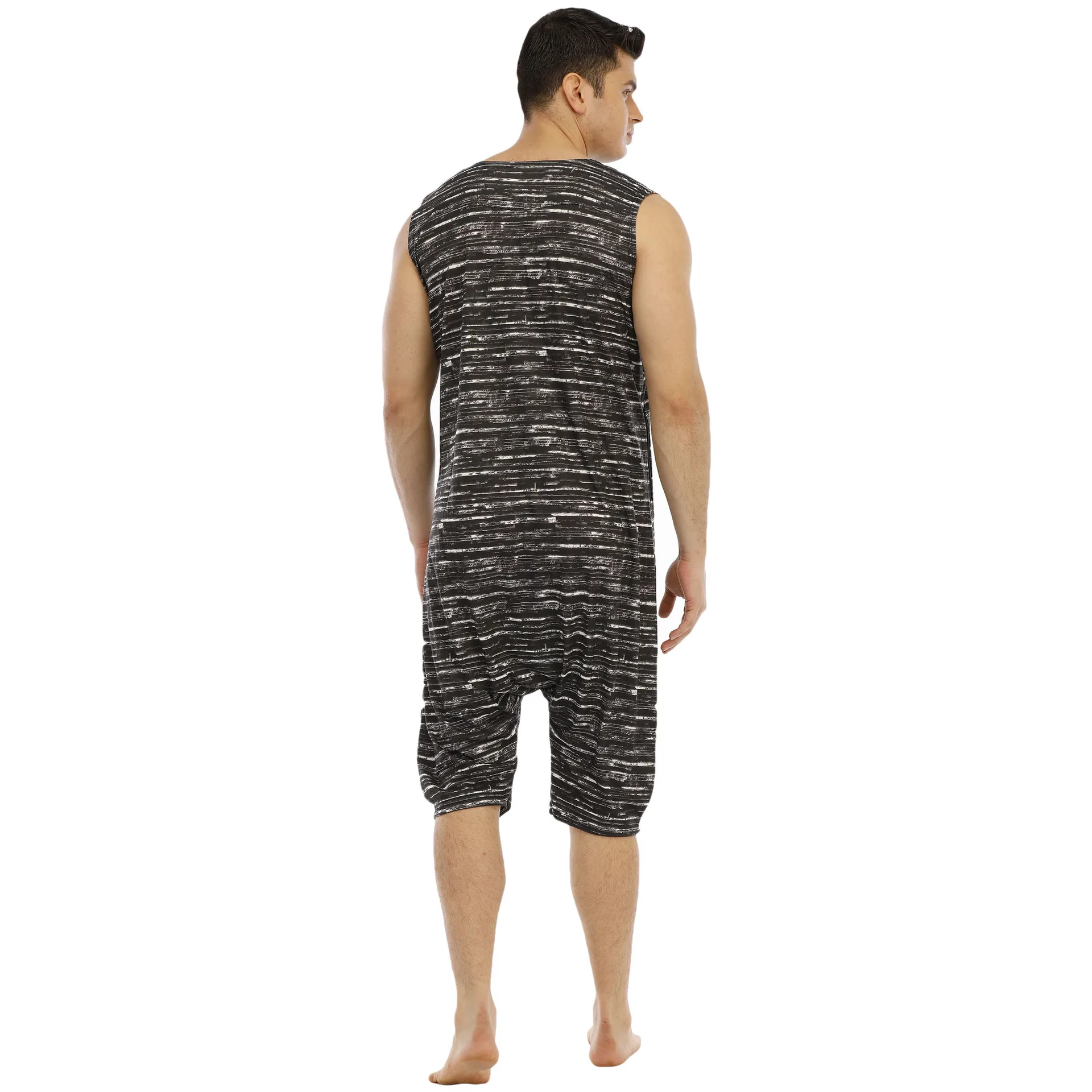 Sleepwear for Men Pijamas Hombre Star Hanging Sleeveless Casual One Piece Homewear Stripe Bodysuit Mens Onesie Pjs 2022 Summer