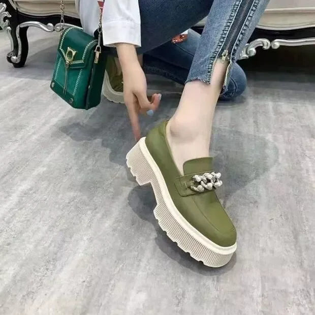 

2023NEW Spring And Autumn New Ladies Casual Loafers Fashion All-Match Thick Bottom British Style Small Leather Shoes Single Shoe