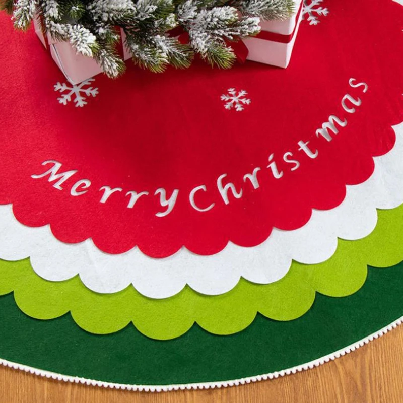 

100cm Christmas Tree Skirt Exquisite English Alphabet Tree Skirt Xmas Tree Bottom Decor Merry Christma Decor For Home New