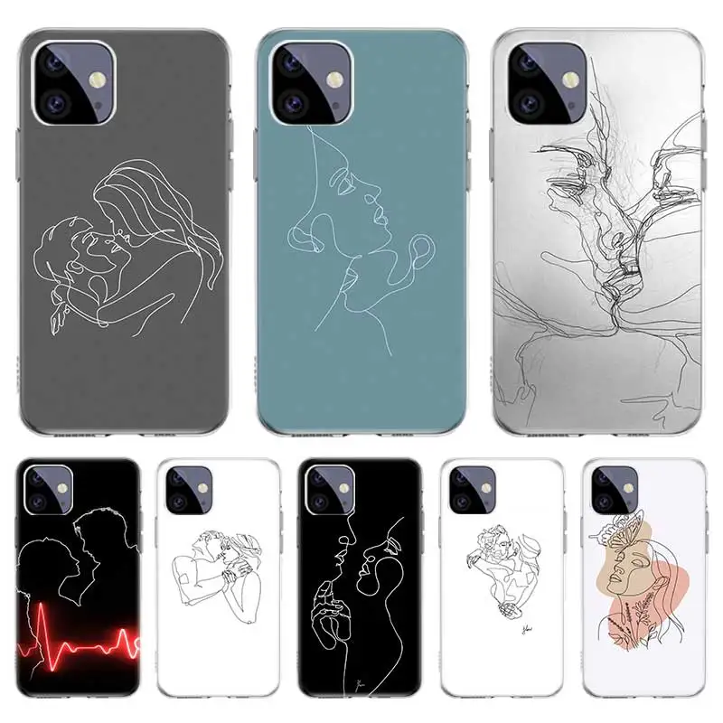 

Kiss More Often Line Drawing Art Love Case For Iphone 11 12 Pro Max 13 7 8 Plus XR XS X 12 Mini 6 6S SE 2020 SE2 Cover