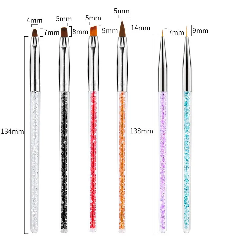 1pcs Crystal Nail Art Brush Paintting Flower Line Pen Acrylic Gel Polish Pencil Gradient Drawing Brushes Manicure Tools - купить по