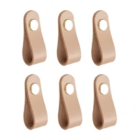 leather dresser pulls brown leather pull handles soft leather pull knobs for cabinet wardrobe bookcase drawers 6 pcs