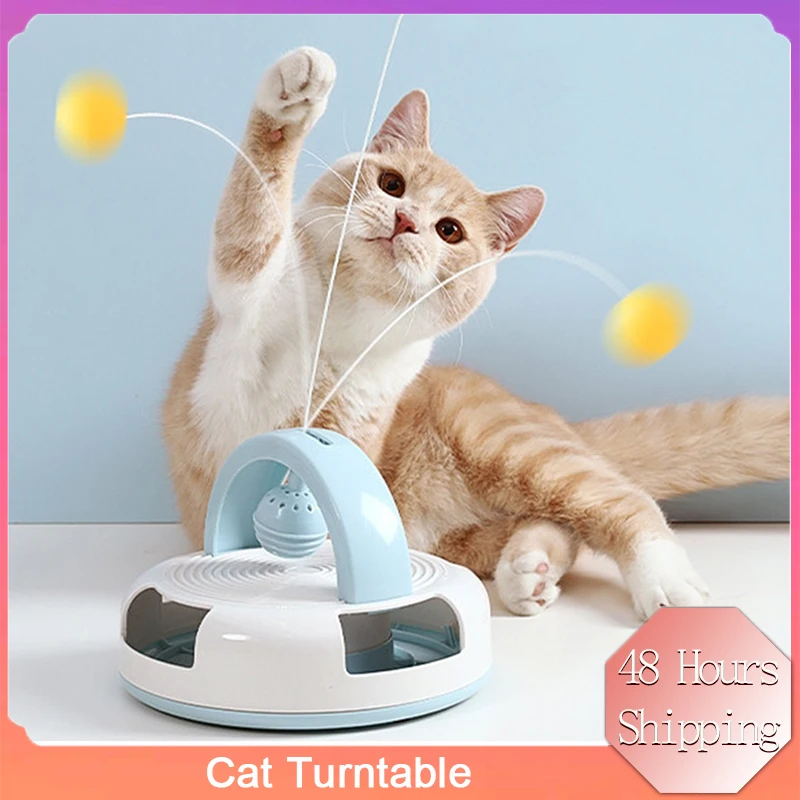 

Cat Turntable Cat Toy With Catnip Funny Cat Stick Table Tennis Feather Self-healing Play To Relieve Boredom Toy Pet Supplies