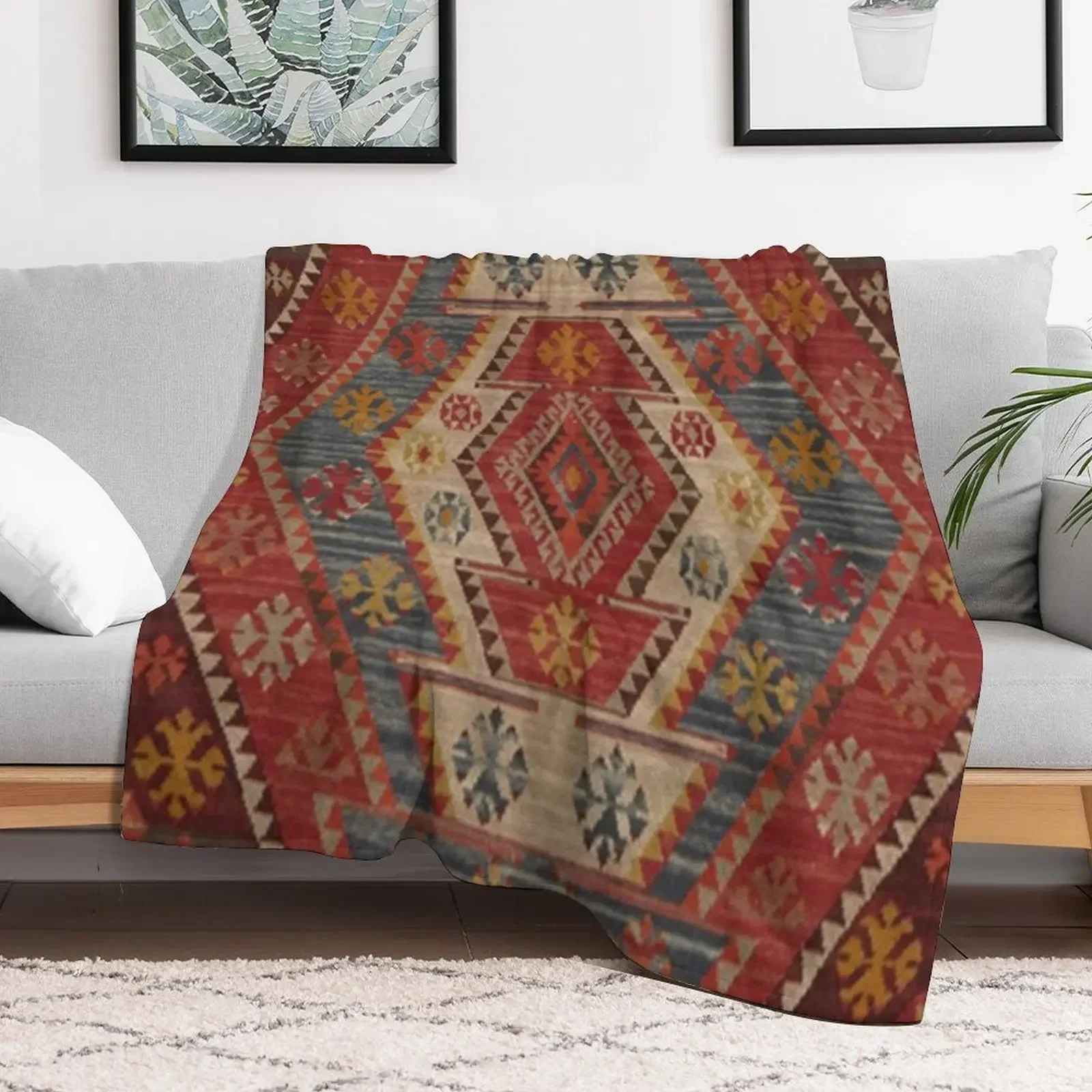 Турецкое плюшевое одеяло с принтом килима для детей