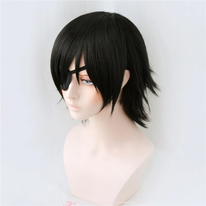 

Himeno Wig Chainsaw Man Black Short Fluffy Layered Synthetic Hair With Eyes Patch Heat Resistant Costume Party Play Wig Cap