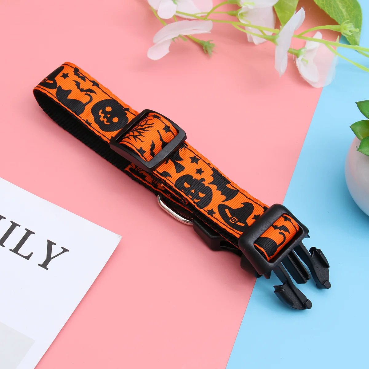 

1pc Collar Adjustable Pumpkin Hat Nylon Supplies Collar Ring Necklace for Puppy Cat