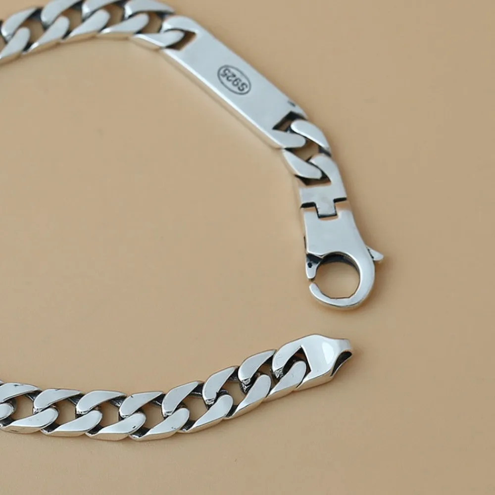 Настоящая твердая цепочка из стерлингового серебра 925 пробы мужская квадратная 7