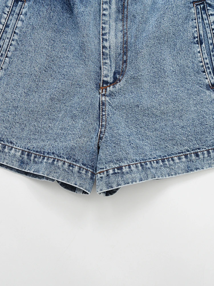 PAILETE Women 2023 fashion with pockets denim shorts vintage high waist zipper fly female short pants mujer