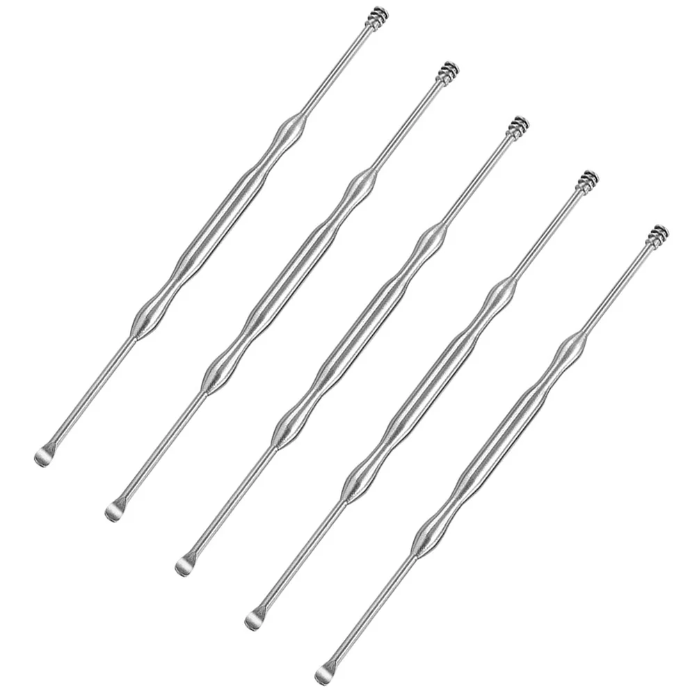 

5pcs Earwax Removal Tools Cleaning Scoops Professional Earpicks Stainless Steel Spoons for Home Shop