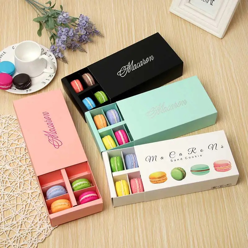 

Macaron Packing Box Beautiful Packaged Wedding Party 12 Grids Cake Storage Biscuit Paper Box Cake Decoration Baking Accessories