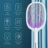 syezyo 1200mah usb rechargeable electric fly swatter racket 3000 volt pest insects control flying bugs trap mosquito killer