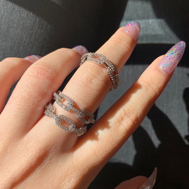 

New S925 Stamp Silver Women's Ring Luxury Geometric Zircon Rings For Women Bride High Quality Wedding Accessories Jewelry Gifts