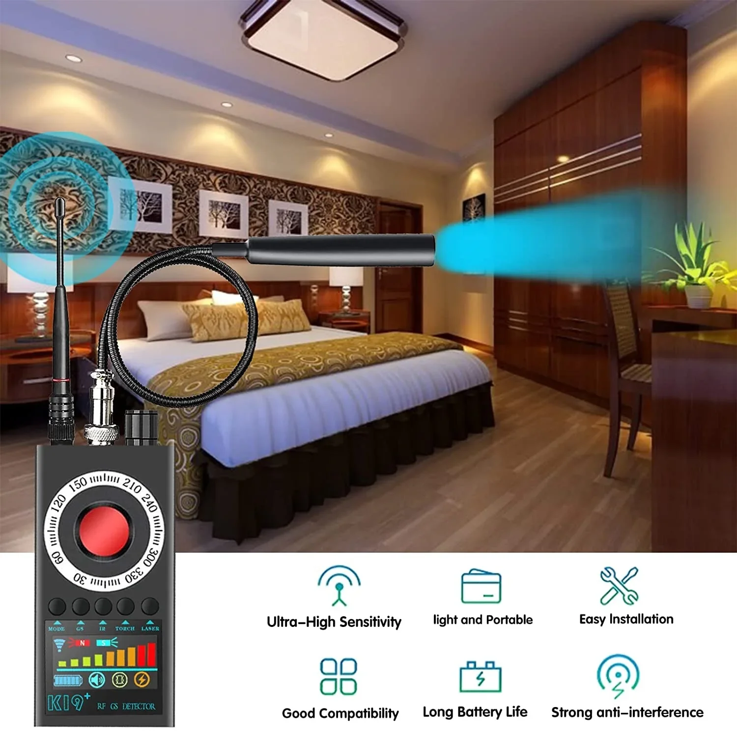 Детектор камеры K18 радиочастотный сигнал GSM звук прослушивание GPS-трекер детектор