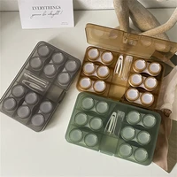 new 6 pairs large contact lens storage box portable travel contact lens case for makeup beauty pupil box tweezer stick container