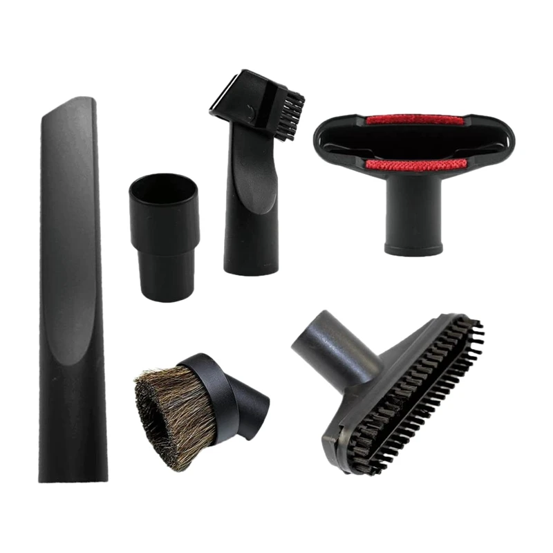 

6 Pcs Vacuum Attachments Accessories Cleaning Kit Brush Nozzle Crevice Tool For 1 1/4 Inch & 1 3/8 Inch Standard Hose