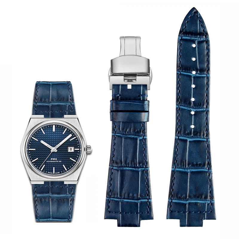 12mm New Genuine Leather Watchband For Tissot PRX Super Player T137.407 Series Stainless Steel Watch Band Sports Strap Bracelet