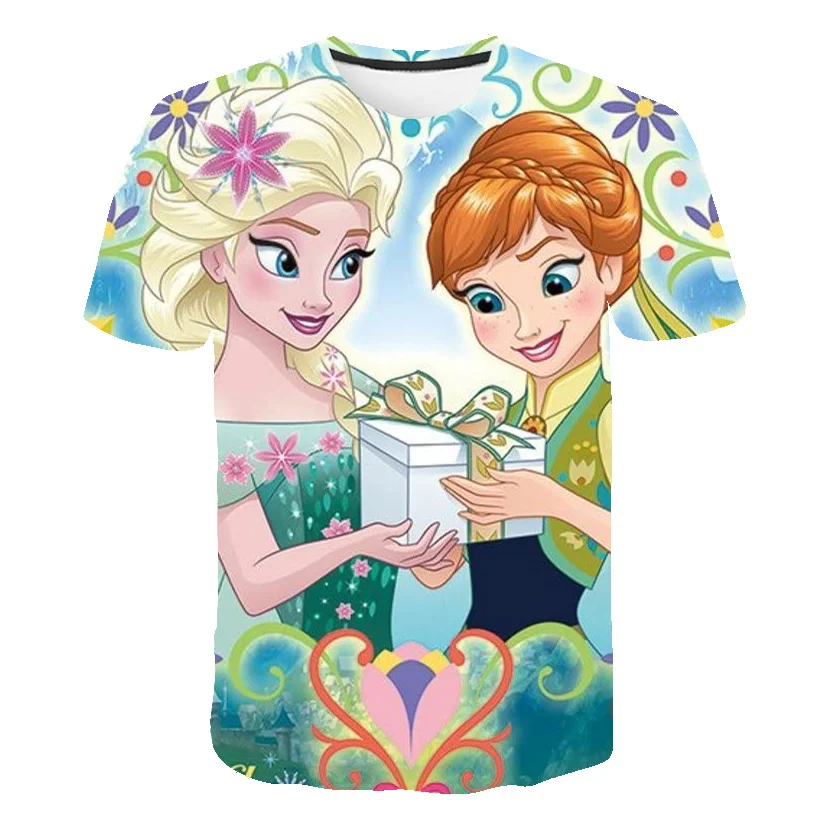 

New Elsa Frozen Kids Clothes T-Shirts Disney T Shirts Children Cartoons Kawaii Fashion Anime Tops Boy Girl Outfits Tee Shirt
