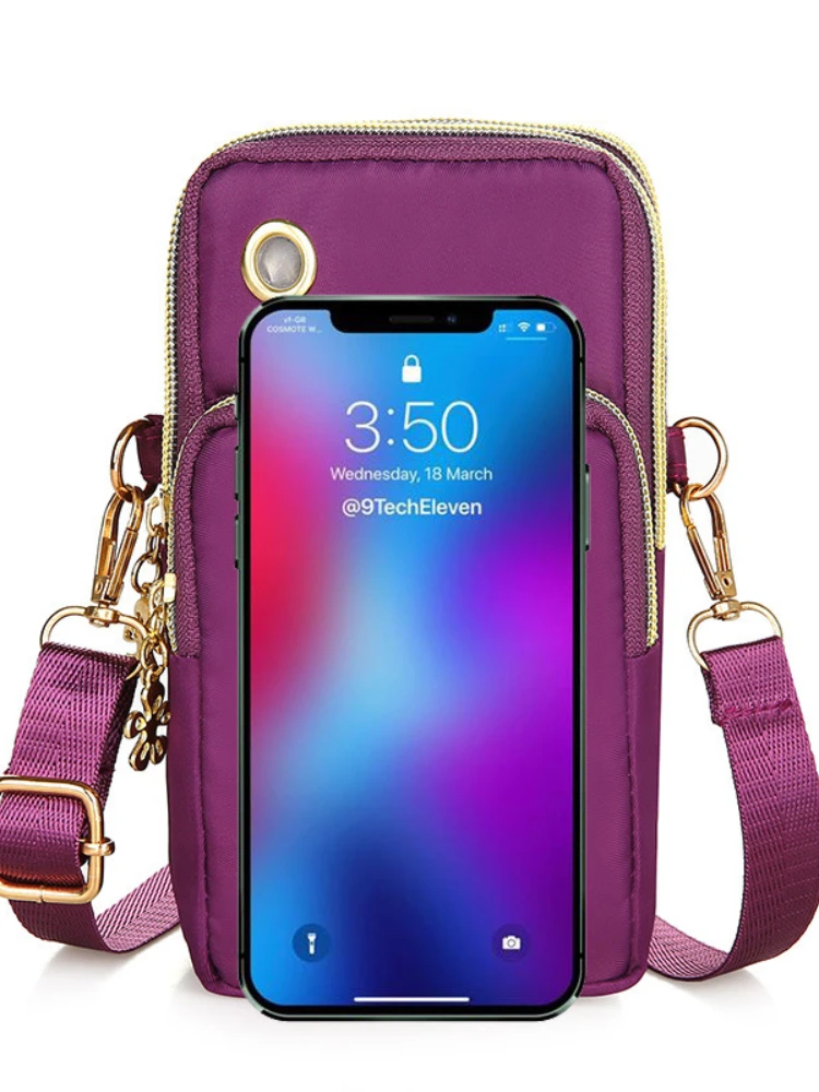 

Lady Pouch with Headphone Plug Arm Bag Phone Wallet Vertical Section Balloon Mobile Phone Crossbody Bags for Women Shoulder Bag