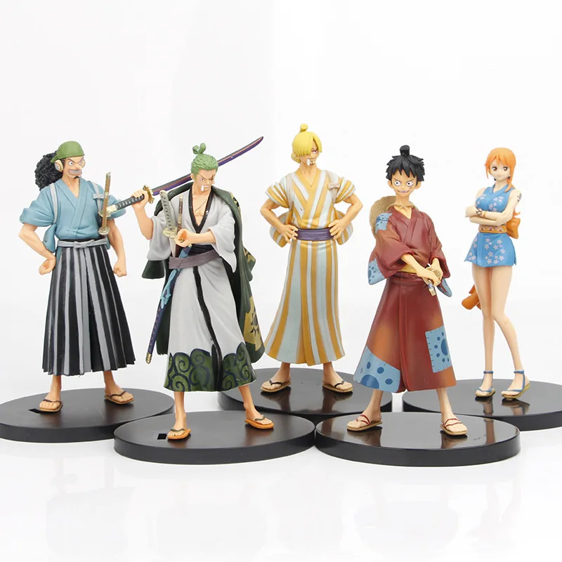 

One Piece Anime Figure Wano country kimono Monkey D Luffy Zoro Sanji Usopp Nami VC Action Figure Collection Model Toys for Gift