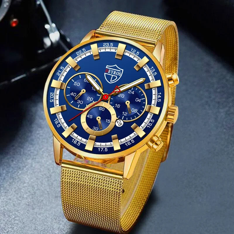 Мужские модные кварцевые часы с датой простые повседневные классические из