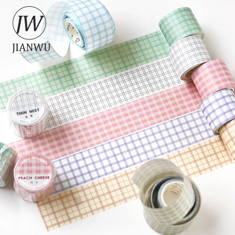

JIANWU 3cm*300cm Color Plaid Washi Tapes Simple Papeleria Decoration Scrapbooking Diary Masking Tape Kawaii Stationery Supplies