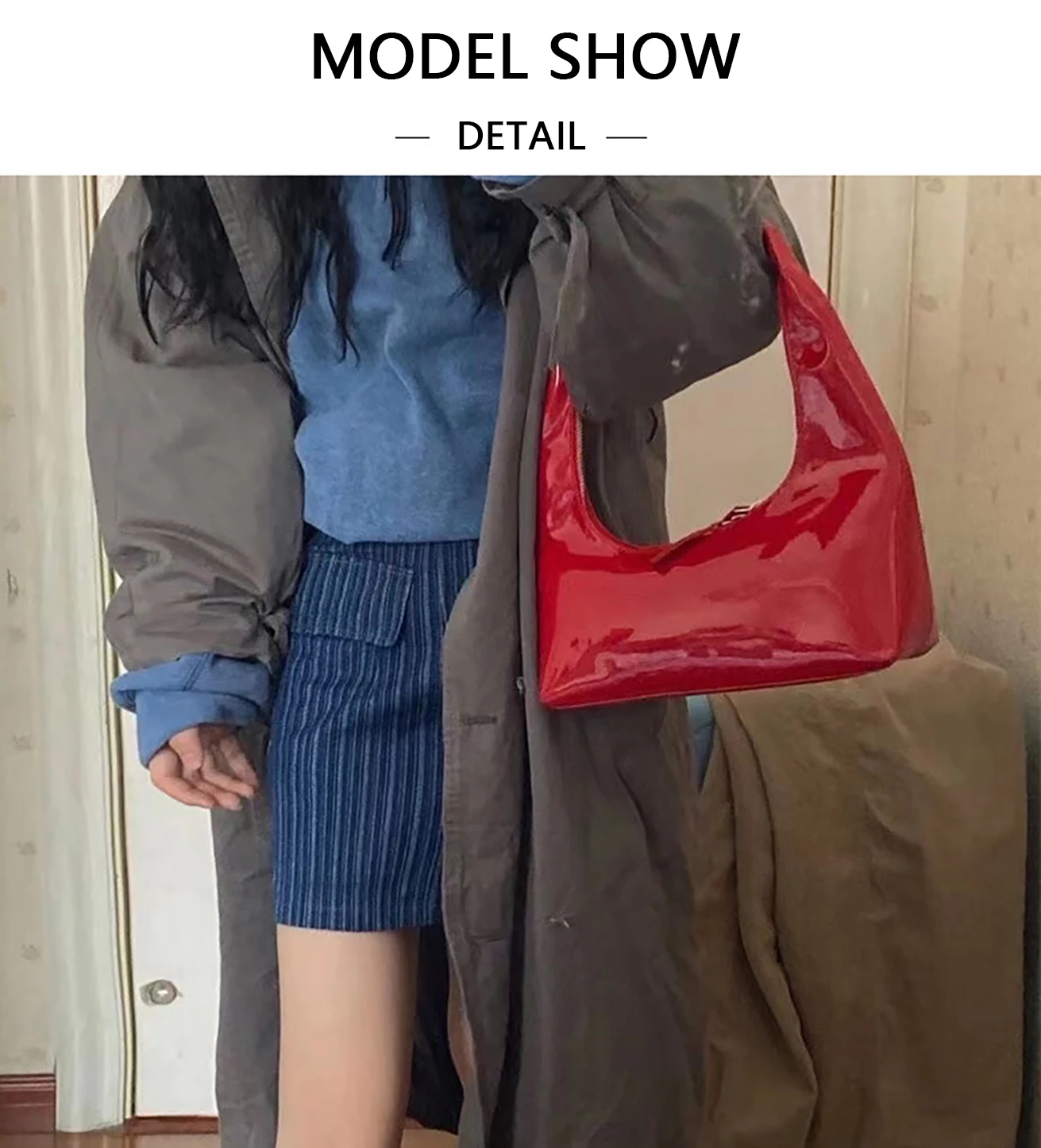 

Women's bag 2022 Korean version of the bright leather niche design crescent bag one shoulder underarm leather female tote bag