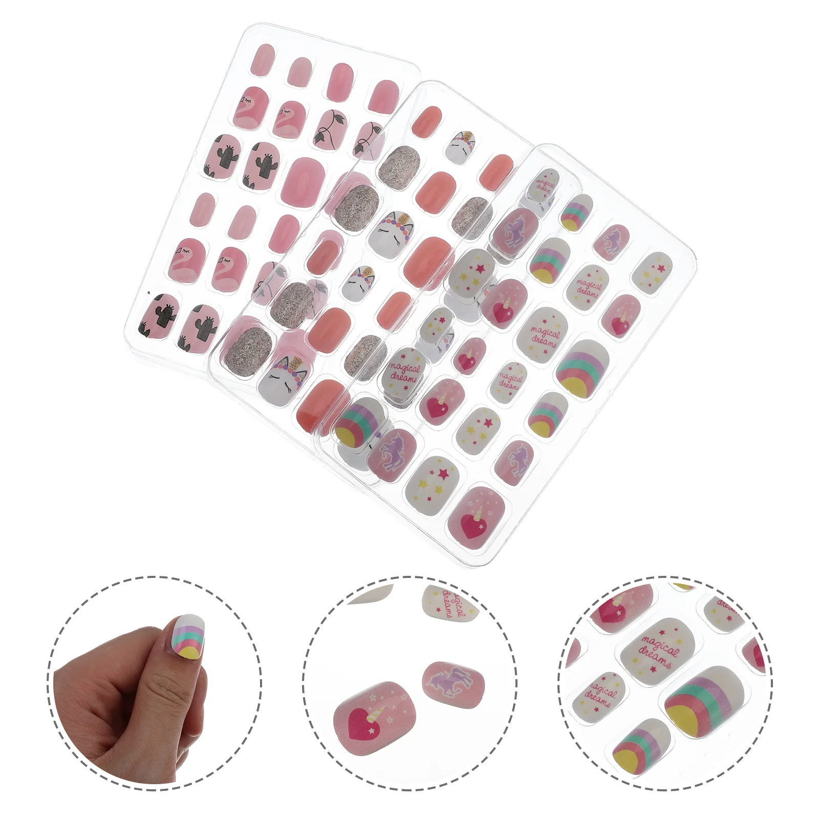 

72 Pcs/ Nail Stickers Children's Patch Kids Fake Nails Self Adhesive Decal ABS Environmental Protection Material Press