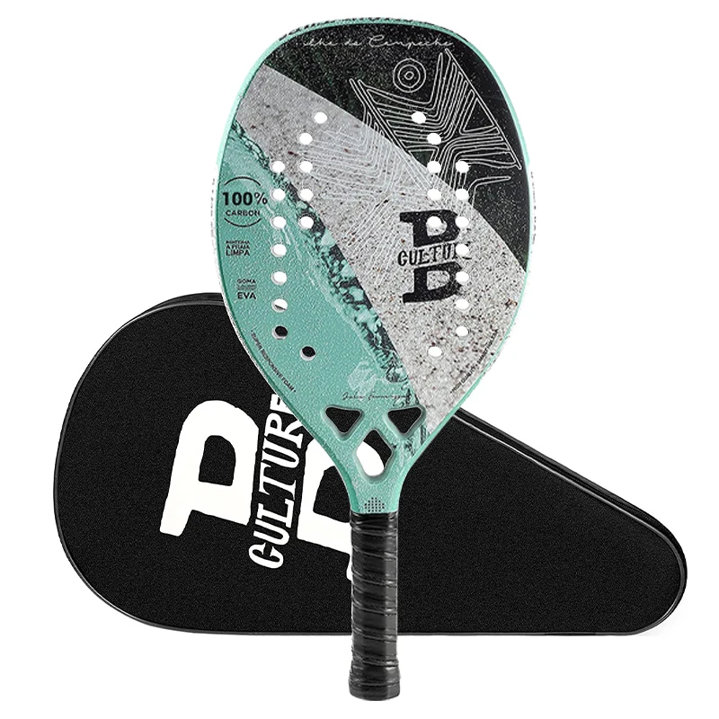 Beach Tennis Racket Carbon Fiber 22mm Sand Grit Surface 26 Holes Professional Racquet Beach Tennis with Protective Cover Bag