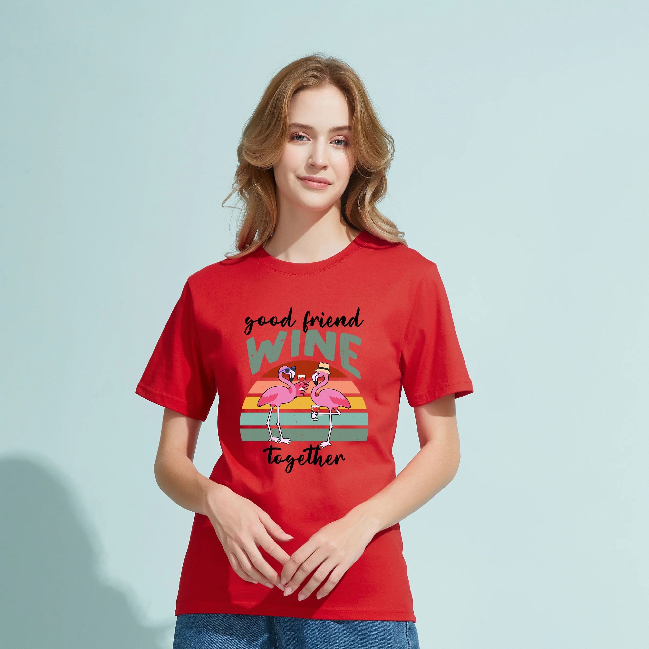 

Dlrn Good Friends Wine Together Letter Print Women Hot Selling Popular New T-Shirt Outdoor S-XXXL Size Female Tops