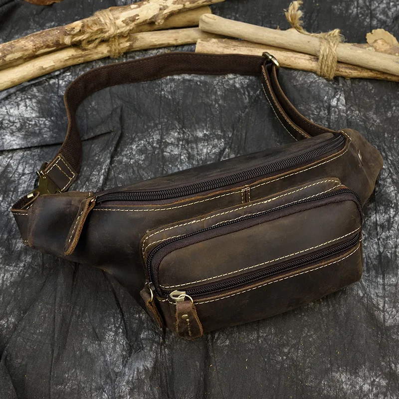 

Phone Man Bag Waist Bag Fanny Bag Small Chest Leather Genuine Mini Travel For Leather Pouch Belt Crossbody Pack Male Packs Pouch