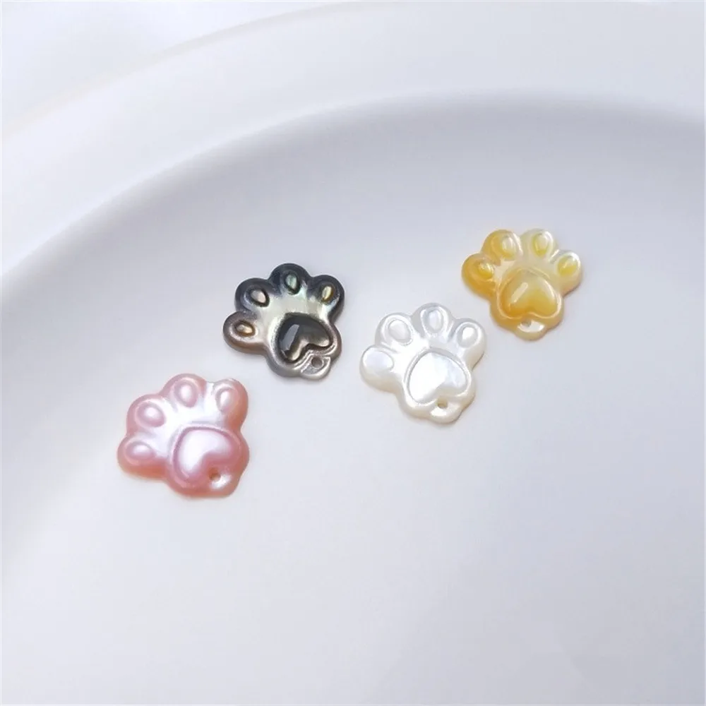 

Natural shell carving lovely cat's paw pendant White butterfly black pink shell cat's paw DIY bracelet earring pendant