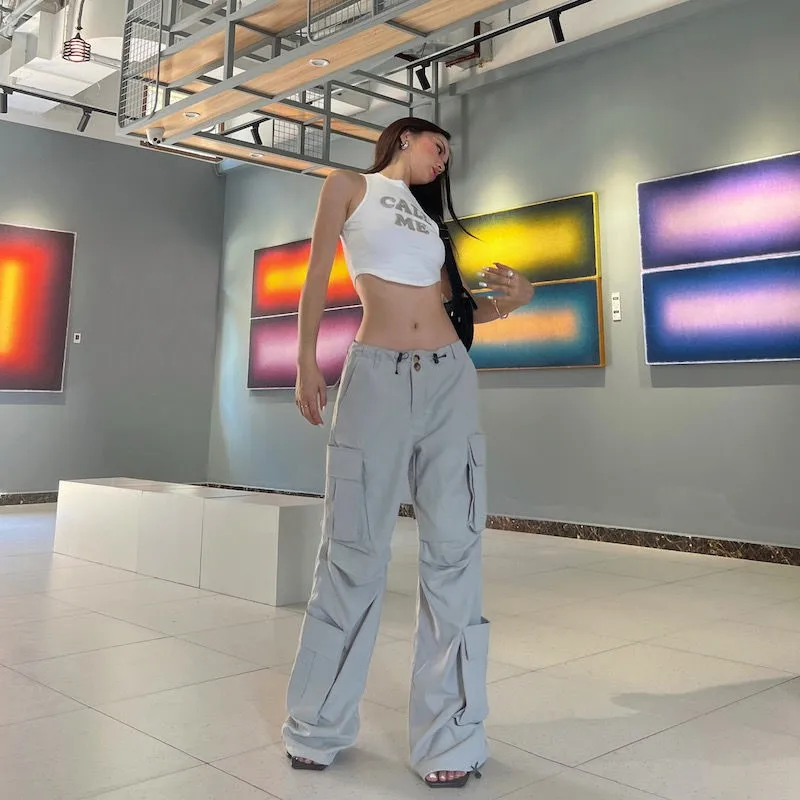 

Серые Комбинезоны для мужчин и женщин, свободные брюки с карманами и широкими штанинами, брюки в стиле хип-хоп и E-girl, одежда в стиле панк Y2K