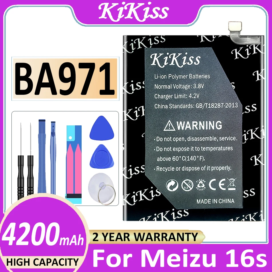 

Original KiKiss 4200mAh BA971 Battery For Meizu 16s M971Q/C/Y Phone High Quality Batteries With Tools + Tracking Number
