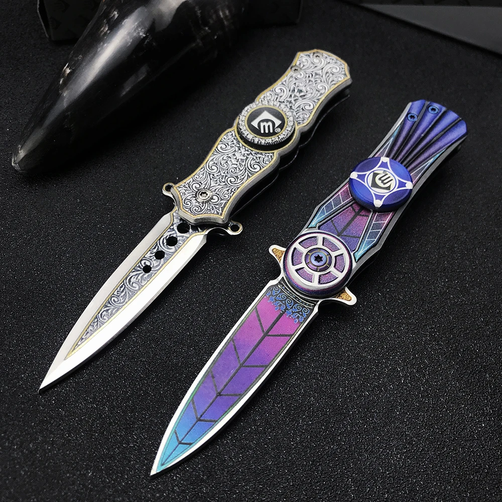 

Outdoor Military Tactical Pocket Knife Small Folding Blade Knife 440C Steel Fingertip Gyro Survival EDC Tool Hunting Jackknife