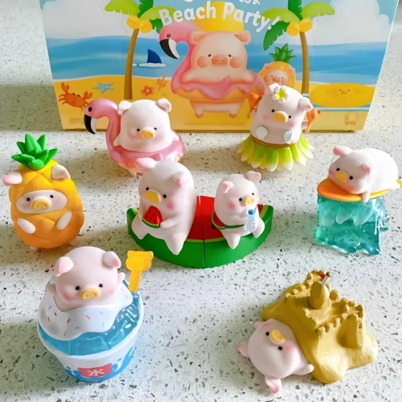 Фото Горячая подлинная Lulu Piggy Beach Party Случайная слепая коробка Игрушка Guess Bags Mystery Mistery Caixa Фигурка Модель Подарок на день рождения №1