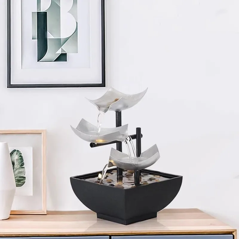

Minimalist 3-Story Fountain Indoor Waterfall Desktop Fountain With Power Switch Automatic Water Room Decoration