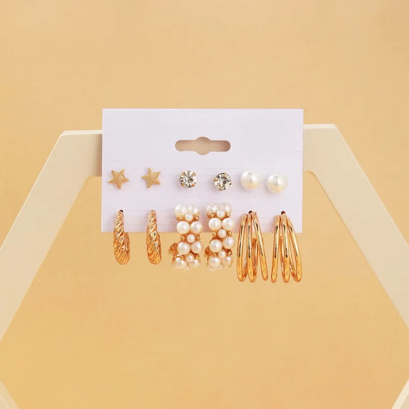 

Vintage Imitation Pearl Butterfly Acrylic Earring Set For Women Girls Heart Earrings Elegant Wedding Party Jewellery
