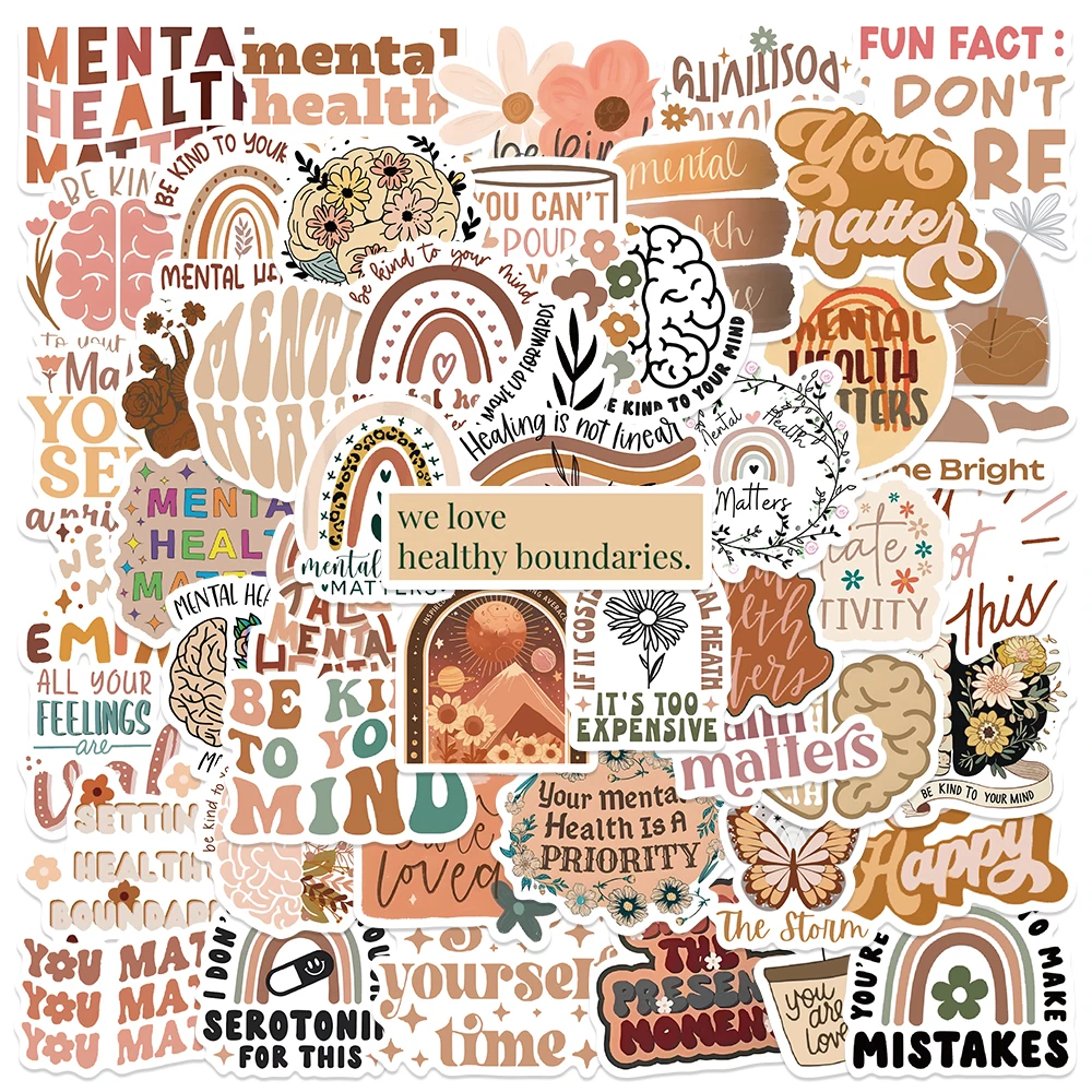 50 шт. стикеры в стиле бохо умственное здоровье эстетические наклейки для