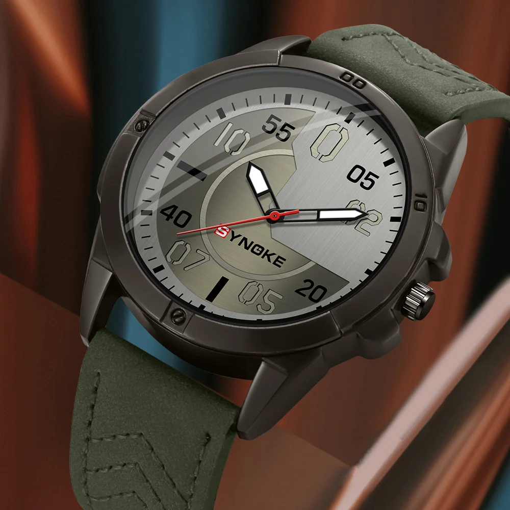 Часы наручные SYNOKE Мужские кварцевые спортивные Ретро-часы с большим экраном