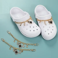 2pcs chains set croc shoes charms fake alloy fashion accessories jibz bee for croc clogs shoe decorations man kids gifts