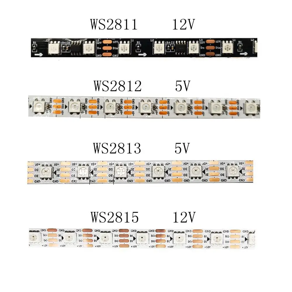 Светодиодная лента WS2812B WS2811 WS2813 WS2815RGB IP30/65/67 индивидуально Адресуемая 30/60/144