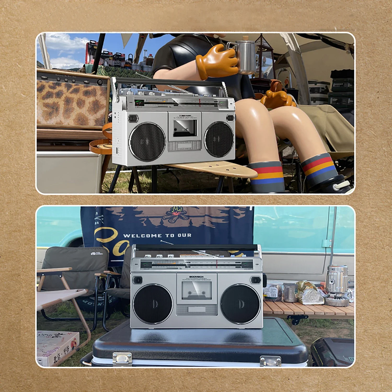 Магнитола в ретро стиле старомодная ностальгическая 80-х стерео кассета