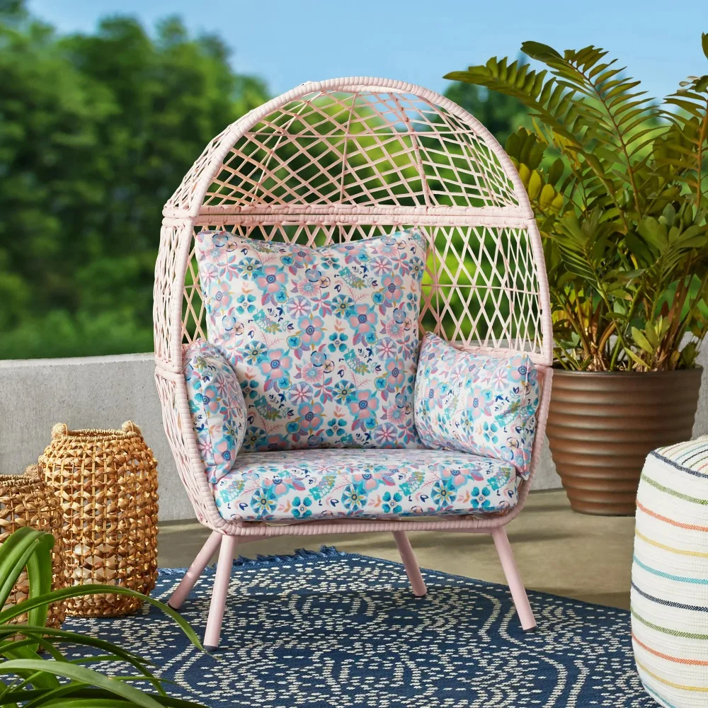 

Better Homes & Gardens Kid's Ventura Outdoor Pink Wicker Stationary Egg Chair
