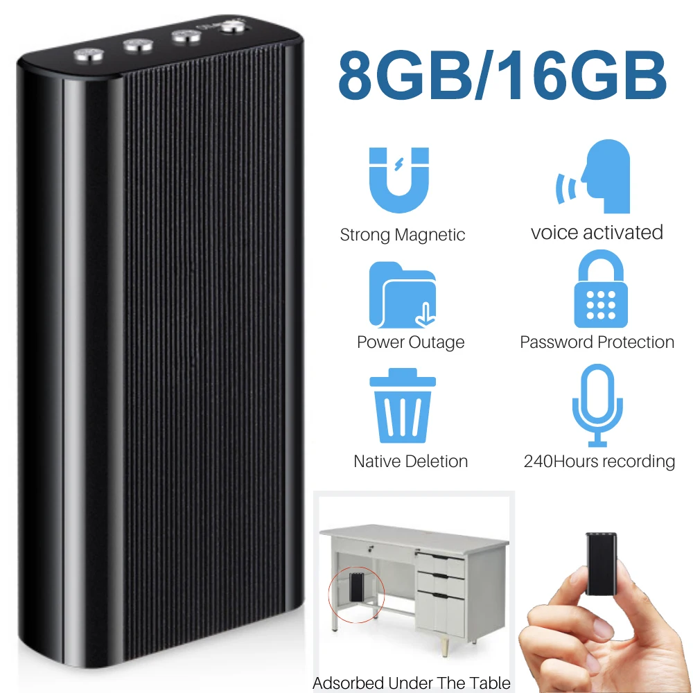 Профессиональный перезаряжаемый портативный цифровой аудио-диктофон с одной кнопкой, внутренняя память до 128 ГБ, диктофон