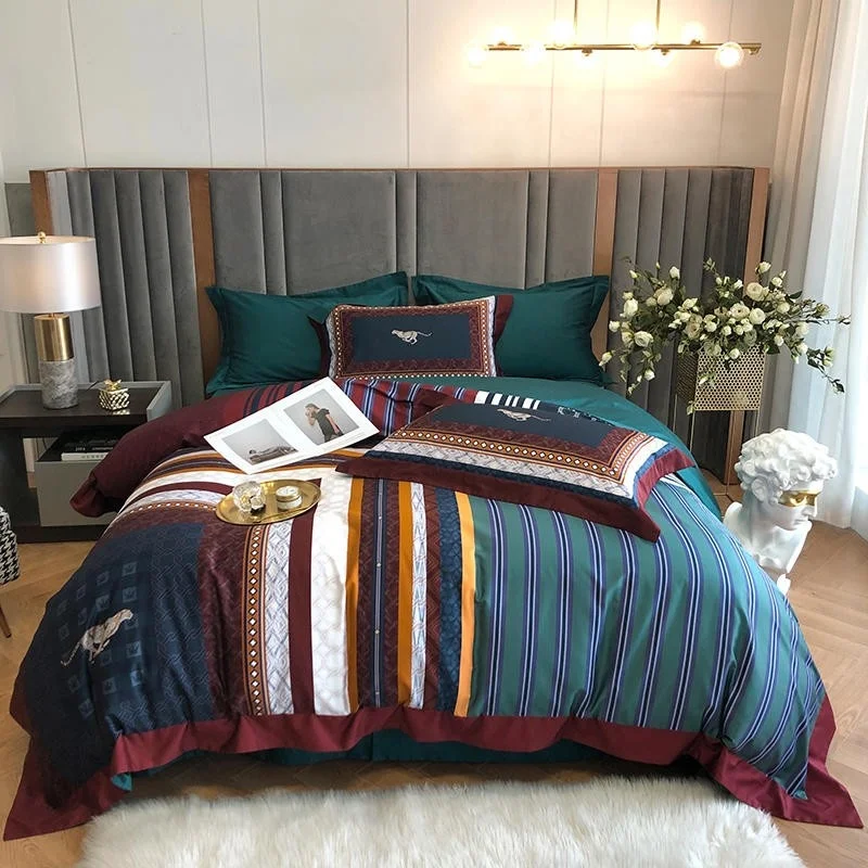 

Digital Clear printed Luxury 1000TC Egyptian Cotton Bedding Set Queen King 4Pcs Duvet Cover Bed Sheet Pillowcases Soft Easy Care