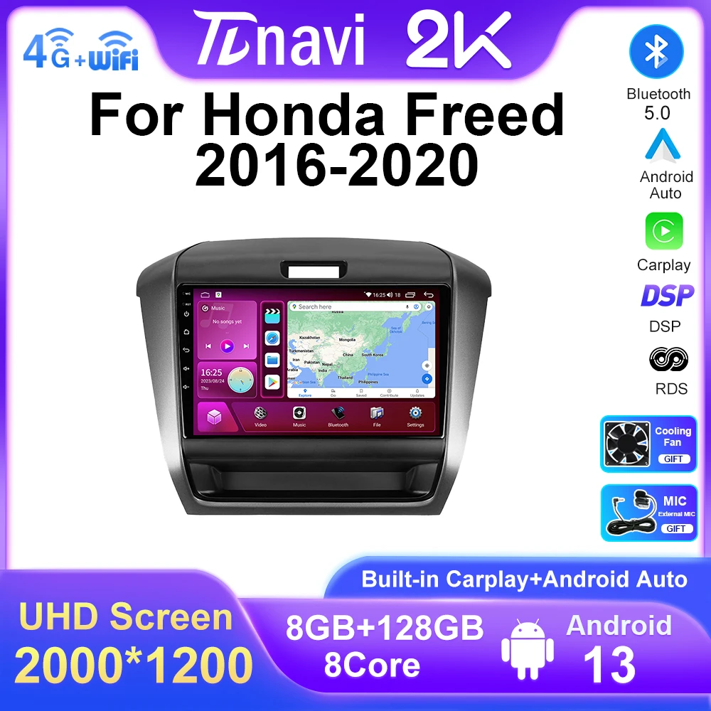 

T7plus 2 Din Android 13 Car Radio For Honda Freed 2 2016 - 2020 Auto Carplay Multimedia Player Navigation GPS Autoradio 2din