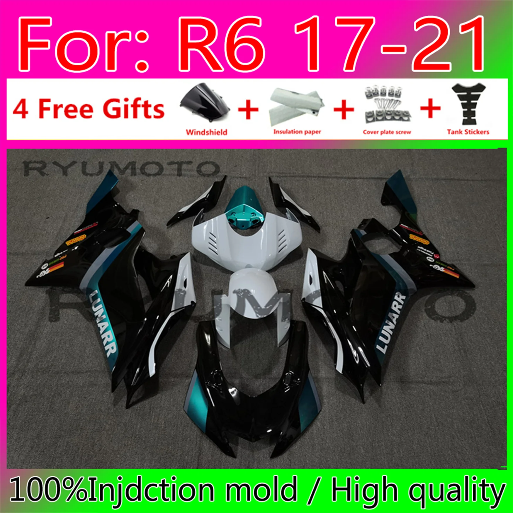 

New ABS Motorcycle whole Fairings 100% Fitment kit for YAMAHA YZF-R6 R6 2017 2018 2019 2020 2021 17 18 19 20 21